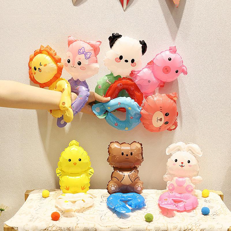 

Детские мультяшные наручные шарики, Украшения на день рождения, Маленькие подарки для детского сада, Надувные браслеты для удержания, Организация палаток, Игрушки Animals [10-piece pack