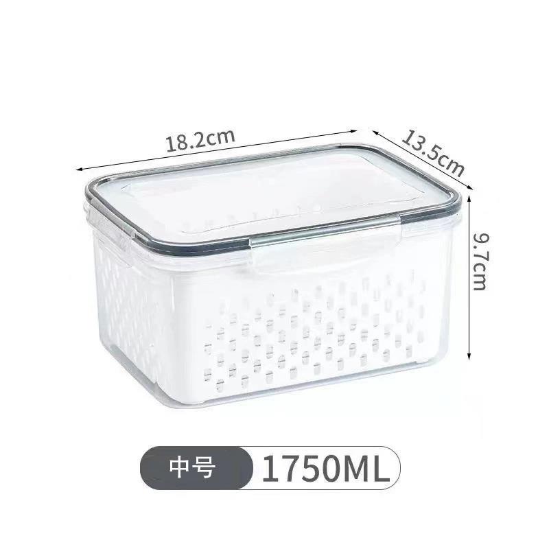 Simple and Durable Food Sealed Fresh-keeping Box Food-grade Fruit and Vegetable Drain Storage Box Freezer Storage Box with Lid