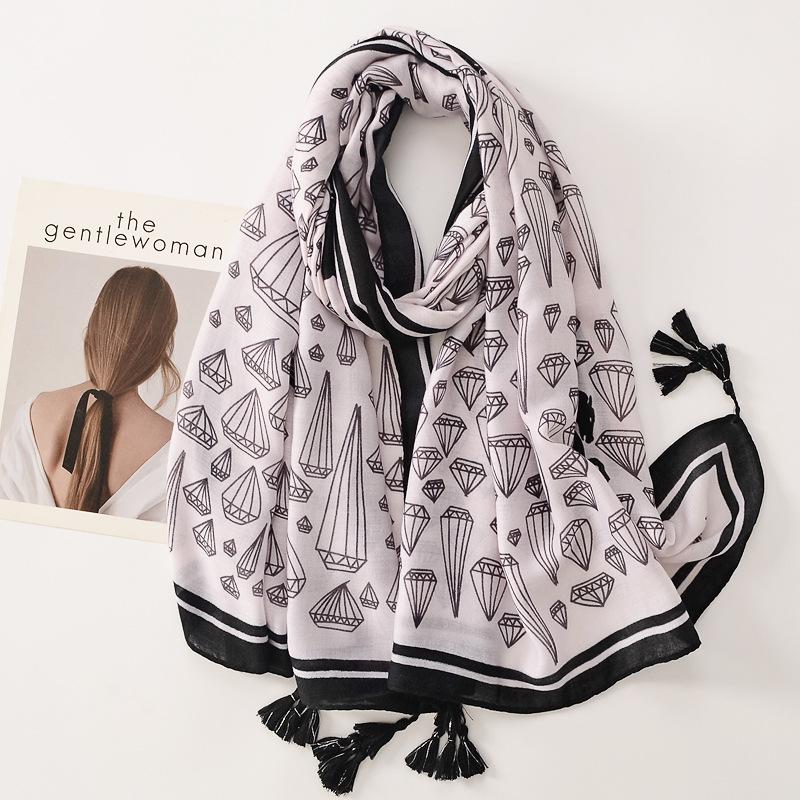 Women Luxury Brand Viscose Scarf Butterfly Floral Tassel Shawls Autumn Winter Wrap Pashmina Stole Muslim Hijab Sjaal 180*90Cm