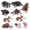 Simulation Forest Animal Set Model 10-Piece Fox Mink Bear Beaver Piglet Desktop Static Ornament Toy Batch
