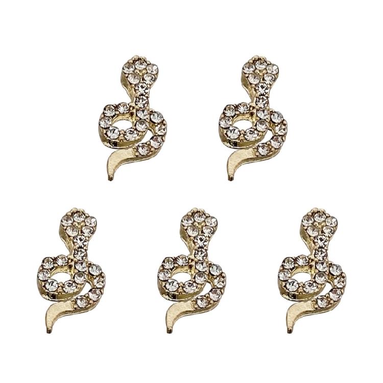 

5 Pcs 3D Snake Nails Charms Snake Nails Art Rhinestones Snake Shape Nails Art Charms Nails Art Decorations золотий