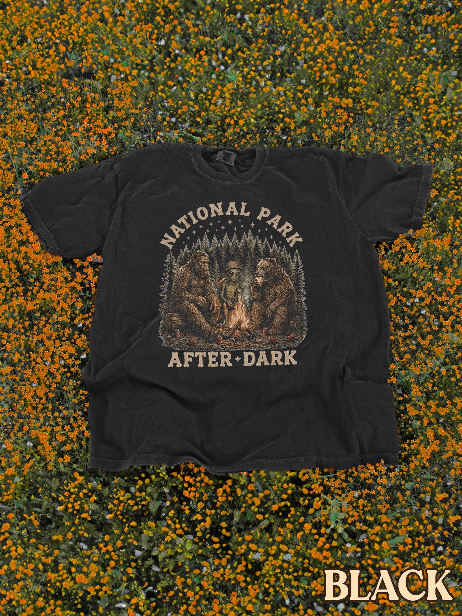 National Park After Dark T-Shirt, National Park Shirt, Funny Hiking Shirt, Sasquatch Shirt, 100% Cotton CC1717 Unisex Outdoors Camping Shirt 4XL