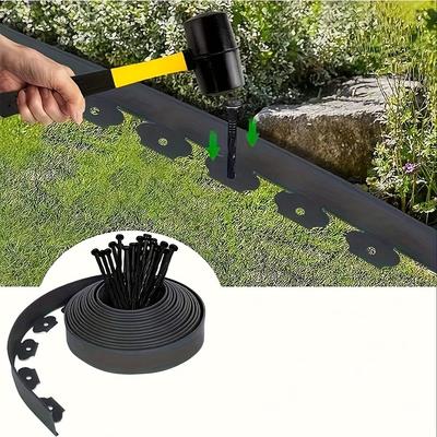 10m/393.7in with 30 Ground Nails, Garden Greening Grass Stone Separation Strip Thickened Earth Barrier Strip Lawn Garden Tree Circle L-shaped