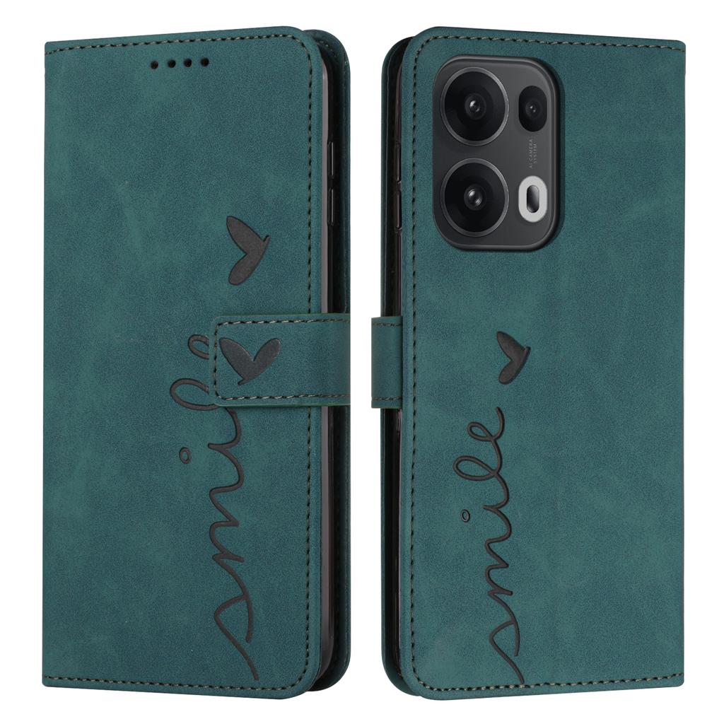 For Oppo Reno13 Pro 5G Case Viewing Stand PU Leather Phone Cover Imprinted Heart Pattern