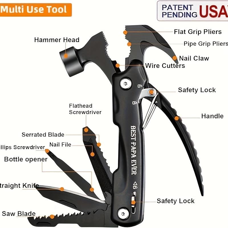 Damaly,12-in-1 Multitool for Dad | Mini Hammer, Pliers, Knife, Saw & Bottle Opener Set | Fathers Day Essential Tool Kit