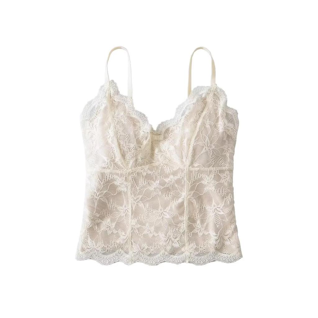 Pure Desire Lace Back Tank Top for Women - Summer 2025 New Arrival, Push-up Strappy Sleeveless Shirt with Chest Pads.