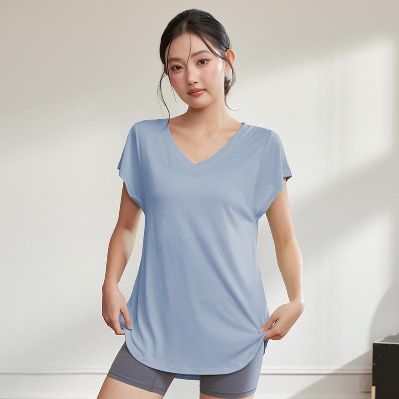 Женский утягивающий быстросохнущий топ для йоги и бега - Средне-длинный, с коротким рукавом M