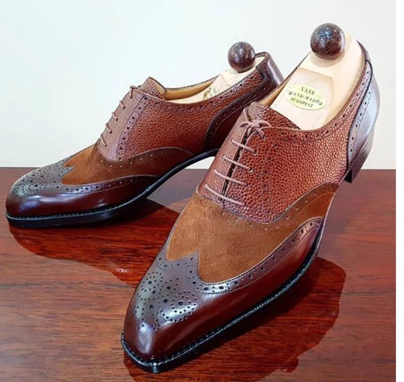 Four Seasons Men's Splicing Business Casual Retro Large Size Youth Wedding Leather Shoes
