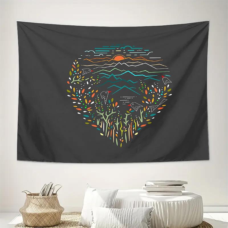 Boho Tapestry Nature Landscape Wall Hanging Forest Trees Mountain Scenic Home Decor Aesthetic Room Divider Dorm Wall Art