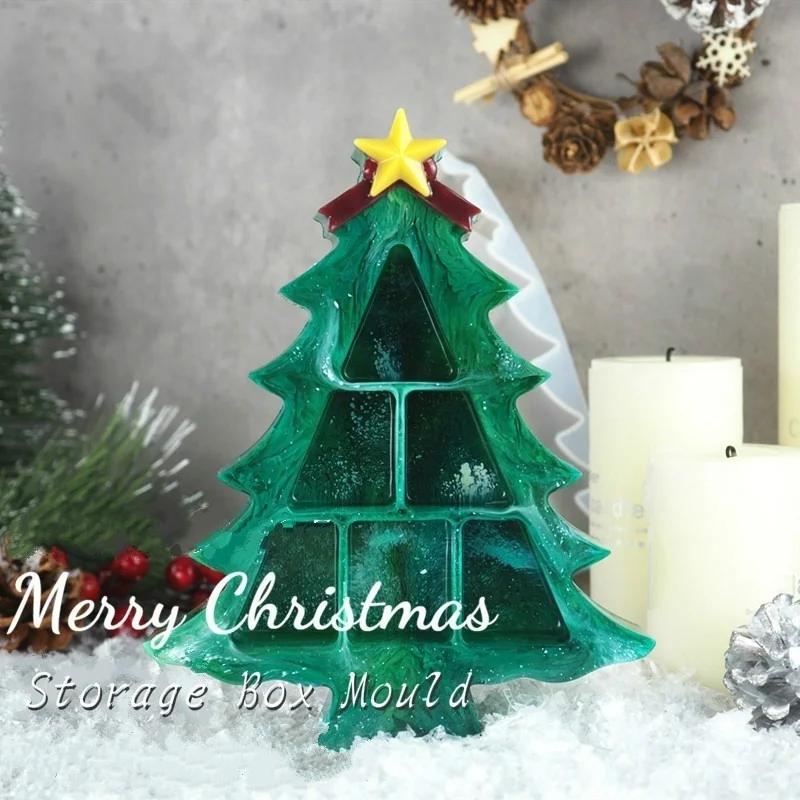 Diy Crystal Epoxy Handmade Creative Christmas Tree Jewelry Storage Box Jewelry Box Crystal Epoxy Silicone Molds Accessories