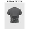 UR 2025 Autumn Women's Trendy Hollow Out Tie-up Slim Fit Short T-Shirt UYV450238