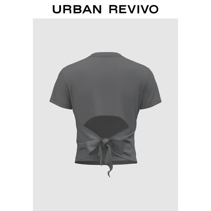 UR 2025 Autumn Women's Trendy Hollow Out Tie-up Slim Fit Short T-Shirt UYV450238