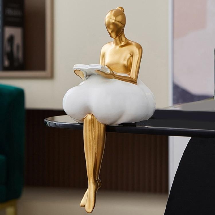 Artistic Resins Cloud Girl Figurine Thinker Sculpture Abstract Art Statue for Desk or Book Shelf Display Ornament Gift