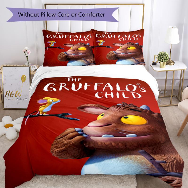 3 Adet Gruffalo Nevresim Takımı Yorgan Kılıfı Kapamalı 1 Yorgan Kılıfı ve 2 Yastık Kılıfı İçerir, Tüm Mevsimler İçin Yumuşak ve Konforludur.
