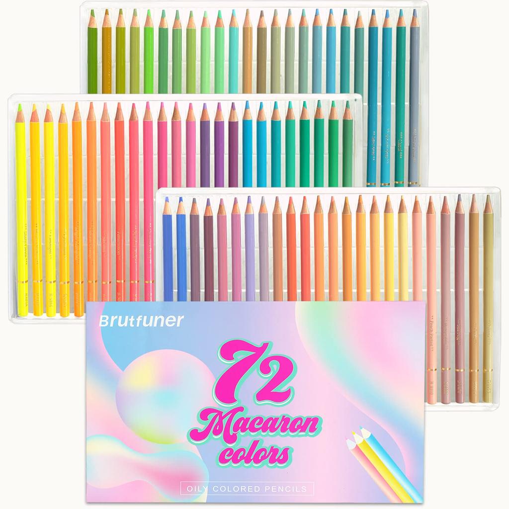 Macaron Colored Perfect for and Designed for Students and Portable Pencils, 72-Color Set, Oil-Based, Non-Toxic, Sketching, Coloring, Drawing,