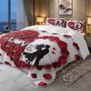 3 Piece Set Romantic Couple Love Valentine's Day Print Quilt Set,Including 1 Duvet Cover and 2 Pillowcases(excluding Padding)