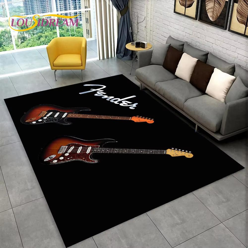 Cool Electric Guitar Carpet Soft Floor Mat Doormat Winter Soft Living Room Sofa Carpet Warm Rug For Bedroom Home Decorati