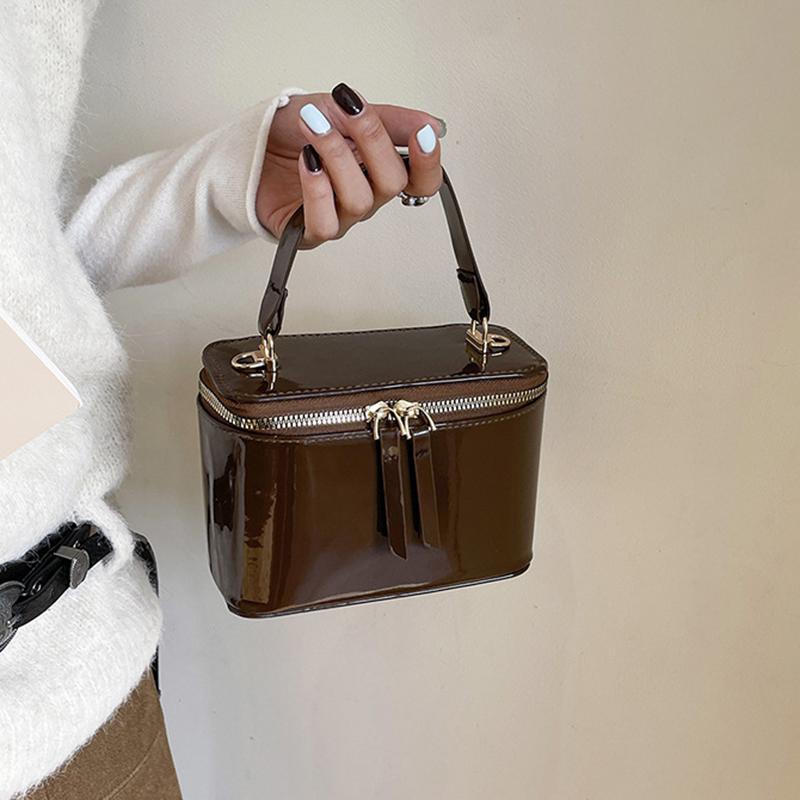Yogodlns Korean Fashion Square Box Handbag Women's Mini Crossbody Bag Simple Urban Style PU Material Small Square Bag