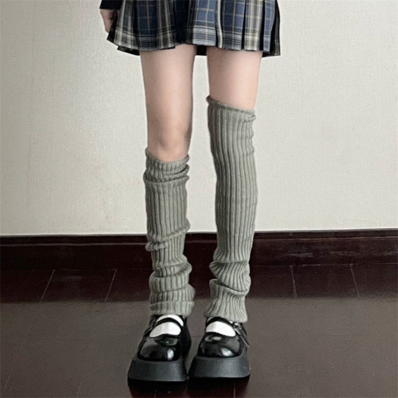 Women White Leg Warmers Fashion Lolita Long Socks JK College Style 70cm Knitted Lengthened Warm Sock Winter Over Knee Boot Cuffs