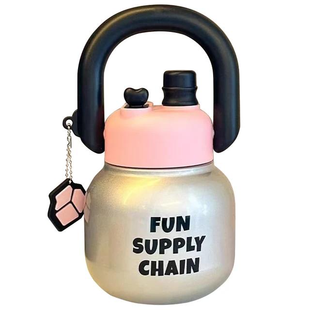 

D2 Cartoon 680ml Insulated Water Bottle With Straw & Handle Vacuum Insulated Flask Double-Layer Insulated Cup Cold Hot Beverages 680ml розовый