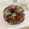 Vintage Print Blume Chiffon Vier Lagen Haargummi Für Frauen Mädchen Süßes Scrunchie Haargummi Elastisches Haarband Haar Accessoires