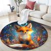 Magical Fox Round Area Rug,Carpet Rug for Living Room Bedroom Sofa Playroom Decor,Non-slip Floor Mat