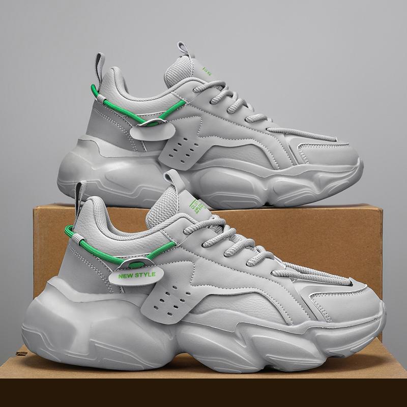 Autumn new student running sports leisure thick-soled heightening little white dad trendy shoes