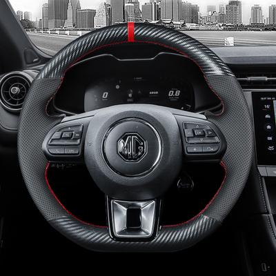 Hand Sewing Carbon Fibre Black  Leather Car Steering Wheel Cover For MG ZS HS GS 2017- MG 5 6 RX5 RX8 ZS EV 2018-