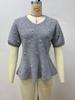 European French Style Pearl Embellished Knit Top - Short-Sleeved, Soft, Waist-Cinching, Ruffled, Plush Women's Top