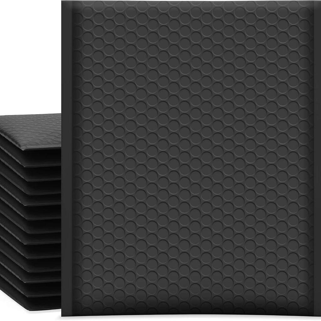 Black Polyester Padded Self-Seal Bubble Mailers - Waterproof Shipping Envelopes for Small Business