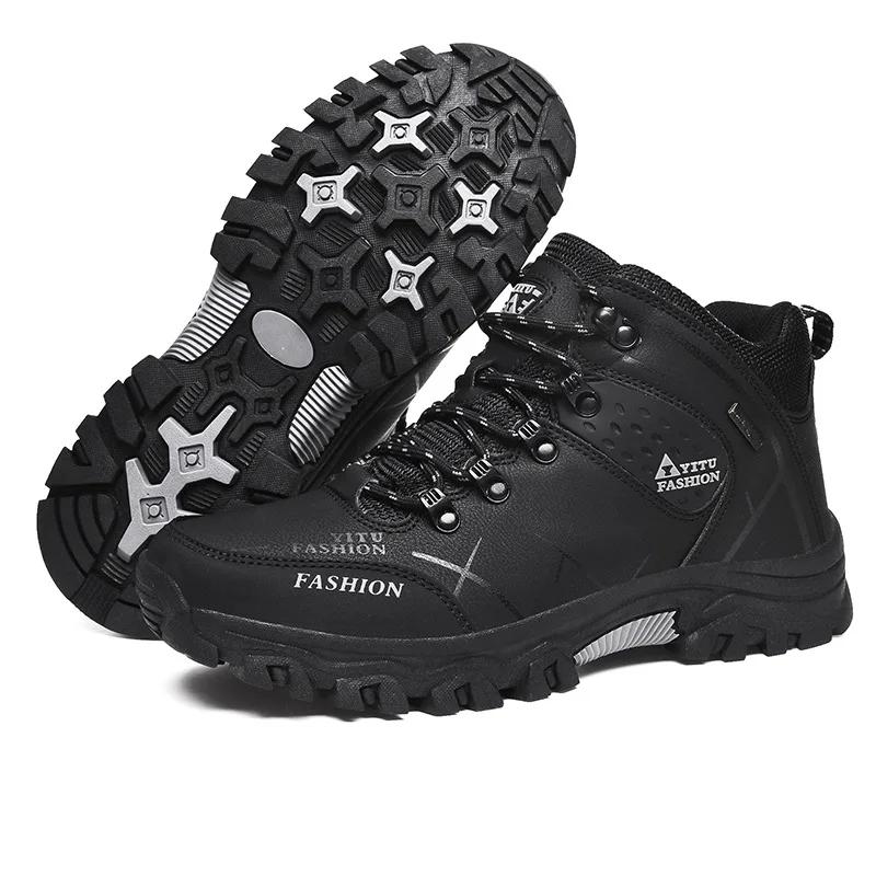 Men Winter Waterproof Snow Boots Leather Sneakers Super Warm Outdoor Hiking Work Shoes Non Slip Botas Zapatos