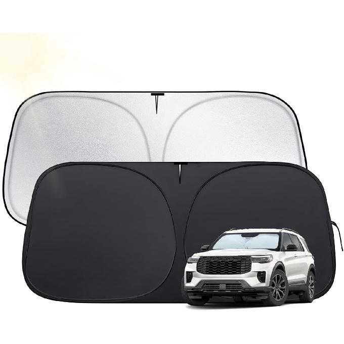Windshield Sun Shade for Toyota Tacoma 2016-2025,  Fit Car Sun Shades with 420D Fabric & Foldable Memory Steel Wire, Sunshade for Car Windshield