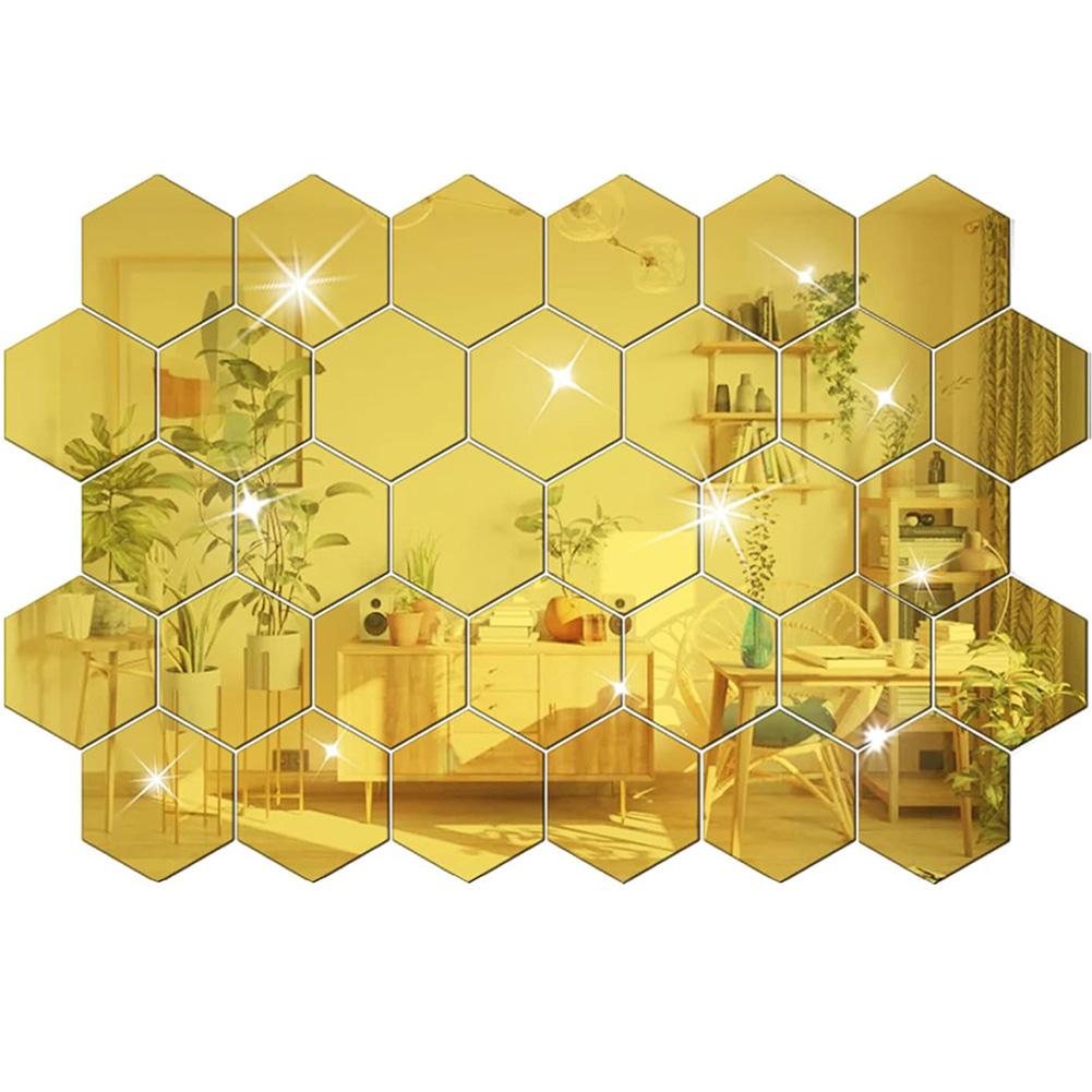 DIY Wall Art Hexagonal Mirror Self-adhesive Peel-and-stick Lightweight Acrylic Reflective Finish Shatterproof Acrylic