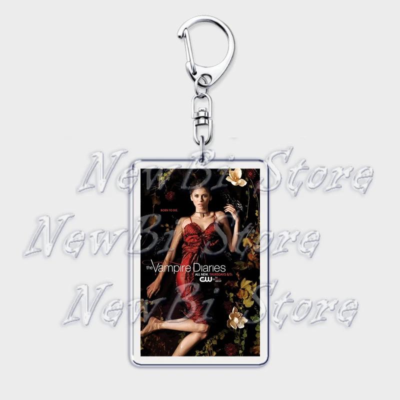 TVD The Vampire Diaries Keychain for Accessories Bag Damon Stefan Salvatore Elena Gilbert Key Chain Keyring Jewelry Fans Gifts