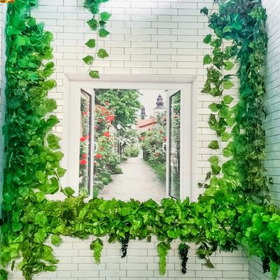 Domů Hroznové listy břečťanu Parthenocissus 1ks Bar Dekorace Listové listy 2M dlouhá réva Zelená Svatba Umělé rostliny Šperky Doplňky