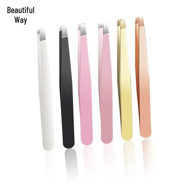 

Stainless Steel 430 Eyebrow Tweezers, Slant Flat Tip, Personal Care Tool.