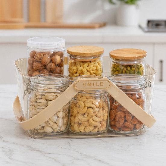 Transparent Picnic Basket, with Handle, Large Capacity Organizer, Durable Waterproof Food Container, for Camping Fruits Vegetables Snacks