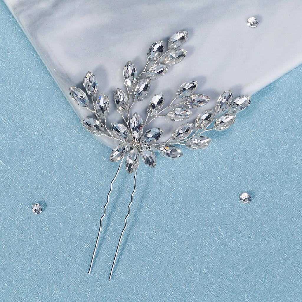 Bridal Jewelry High-end Handmade Pearl Crystal Hairpin Wedding Banquet Hairpin Headdress Silver Pin for Women