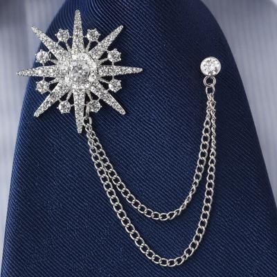 Broche para Ternos, Corrente Fina de Camada Dupla, Elegante com Strass de Alto Brilho, Broche Estrela Explosiva Deslumbrante, para Ternos Formais e Casacos