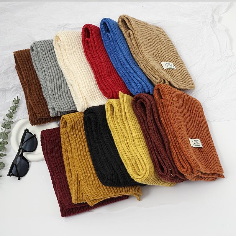 Scarf women's high-end sense autumn and winter new versatile solid color thickened warm wool knitted scarf scarf scarf