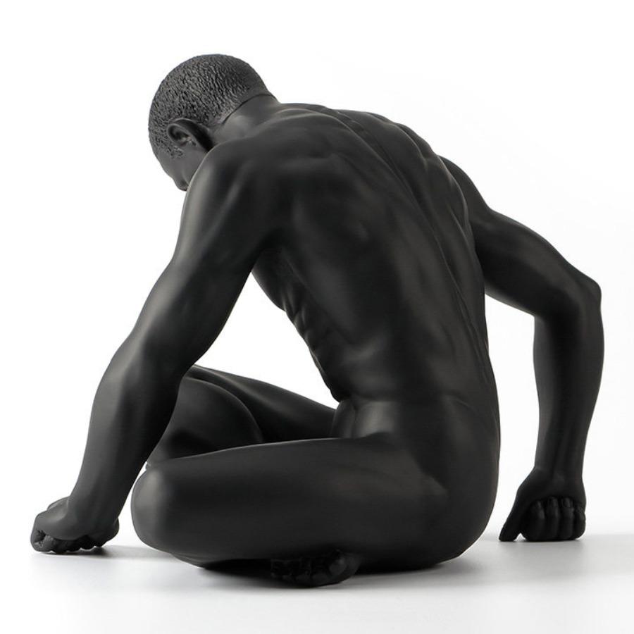 Abstract Resin Nude Black Male Muscular Yoga Figurine Statue Body Art Sculpture Desk Room Interior Home Decor Showpiece