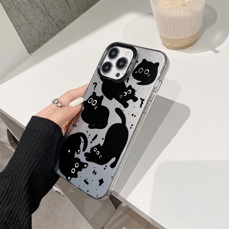 Spersonalizowane Śmieszne Kreskówkowe Koty Kolor Srebrny Etui na Telefon Komórkowy Apple 15 Etui 13 Wszechstronne dla IPhone14promax Etui na Telefon Komórkowy
