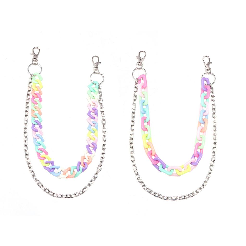 Candy Color Double Layer High Street Acrylic Pants Chain Adjustable Length Waist Chain Accessory for Fashion Enthusiasts
