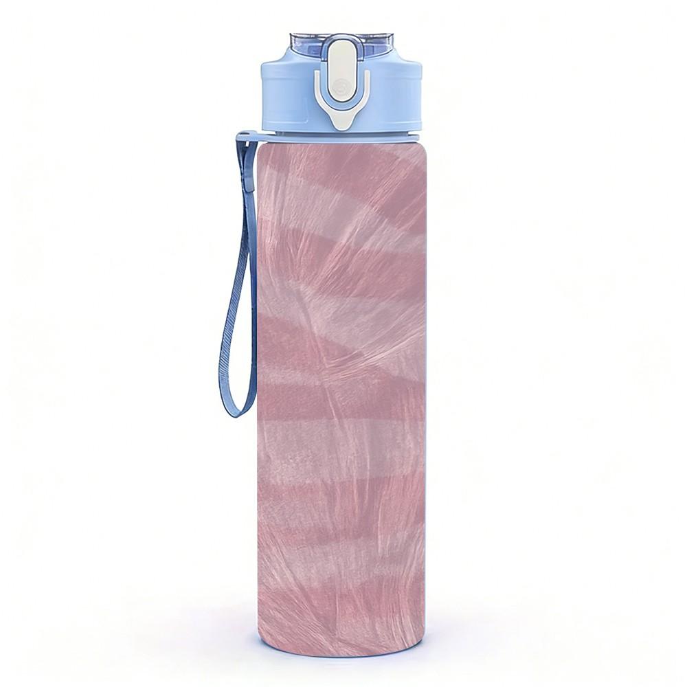 1PC Dusty Pink Swirl Texture Print 750ml Color Plastic Sports Water Bottle Leakproof Flip Straw Lid Suitable for Sports Office Home Use