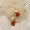 Vintage Caramel Light Texture Antique Stud Earrings In Oil Painting Style