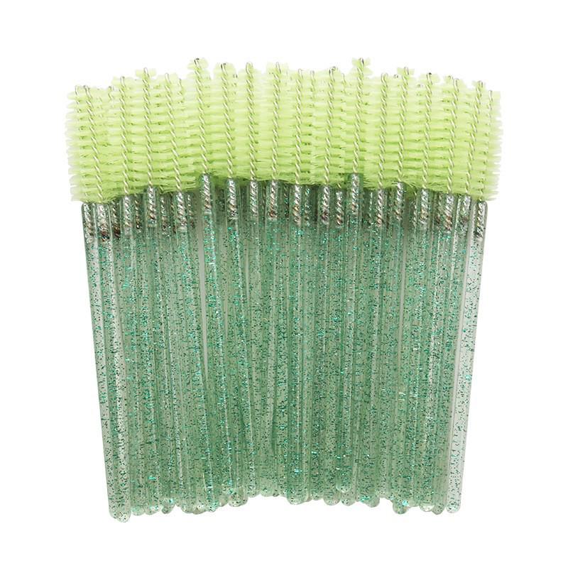 Crystal Handle Disposable Eyelash and Eyebrow Brush - 50 Pack Spiral Comb for Extensions