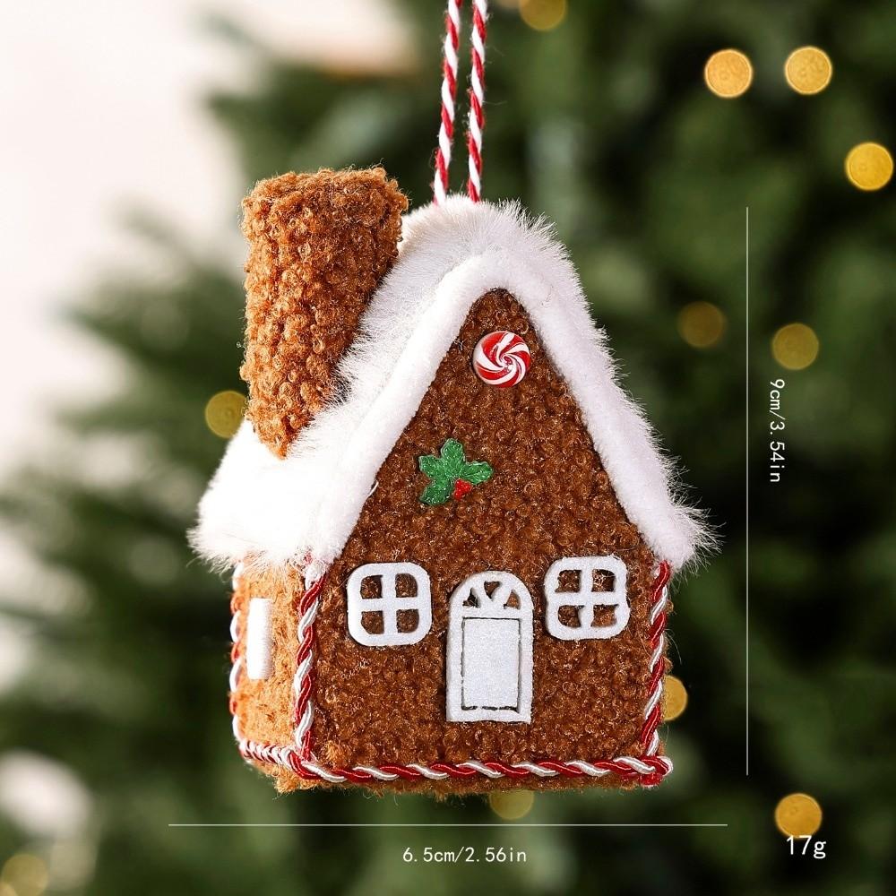 Velvet Texture Christmas House Pendant Plush Fabric Christmas Scene Prop For Home Decoration