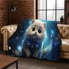Cute Cat Kitten Cartoon Flannel Blanket Soft Warm Blanket Throw Blanket for Bedroom Living Room Bed Travel Camping Picnic Gift