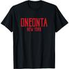 Oneonta New York Text Red Print T-Shirt