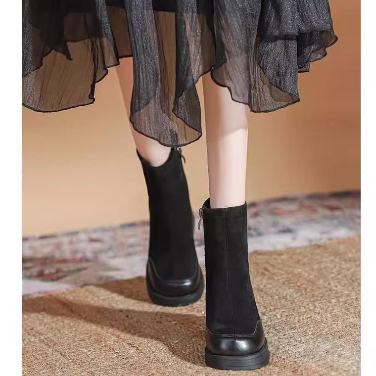 Small Heel Elastic Thin Boots Women's 2025 Autumn and Winter New Thick Heel Short Boots French Socks Boots Martin Boots
